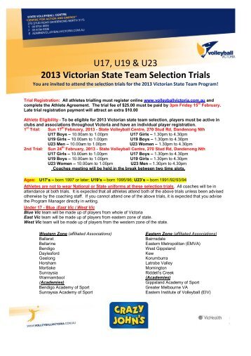 2013 Victorian State Team Selection Trials - Volleyball Victoria