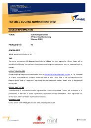 referee course nomination form - Volleyball Victoria