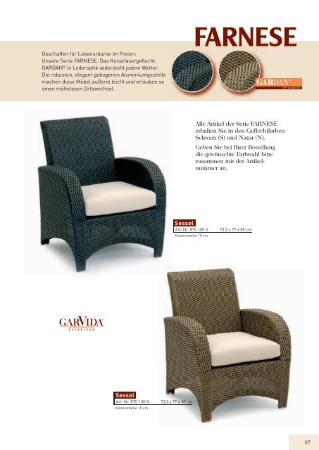 GarVida Katalog 2011 - Gartenmöbel Online Shop