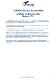 2013 Volleyball Victoria Membership Affiliation Manual