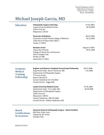 Michael Joseph Garcia, MD - Florida Orthopaedic Institute