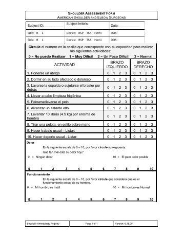 SHOULDER ASSESSMENT FORM