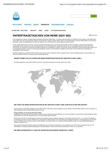 PAPIERTRAGETASCHEN VON REWE  - Pro Planet