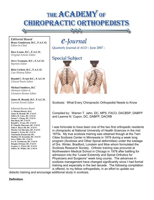 e-Journal - The Academy of Chiropractic Orthopedists