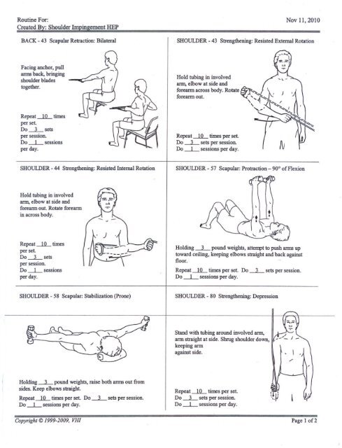 Home Excercise Protocol - Shoulder - CT-Ortho.com