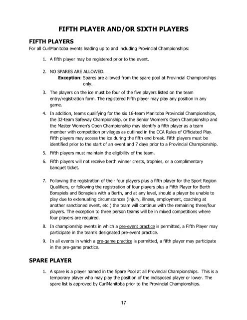 CurlManitoba Rulebook - Manitoba Curling Association