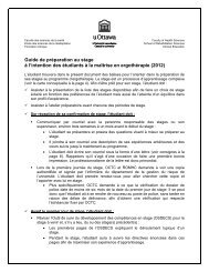 Guide de prÃ©paration au stage - FacultÃ© des sciences de la santÃ©