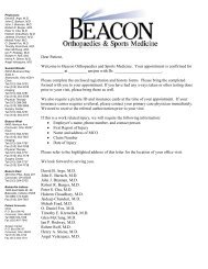 Dear Patient, Welcome to Beacon Orthopaedics and Sports ...