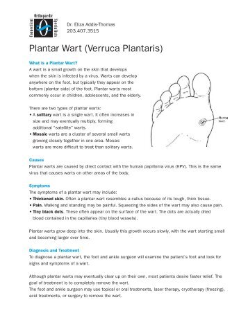 Plantar Wart (Verruca Plantaris) - CT-Ortho.com