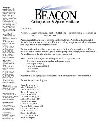 Dear Patient, Welcome to Beacon Orthopaedics and Sports ...