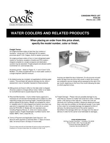 OASIS 2009 CND Pressure Price List July-01-09 - Oasis International
