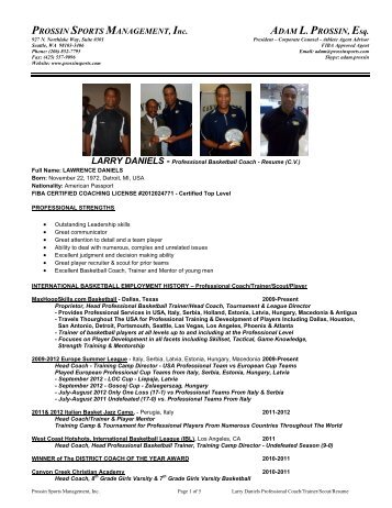 larry daniels' trainer/coach/ scout resume - Prossin Sports ...