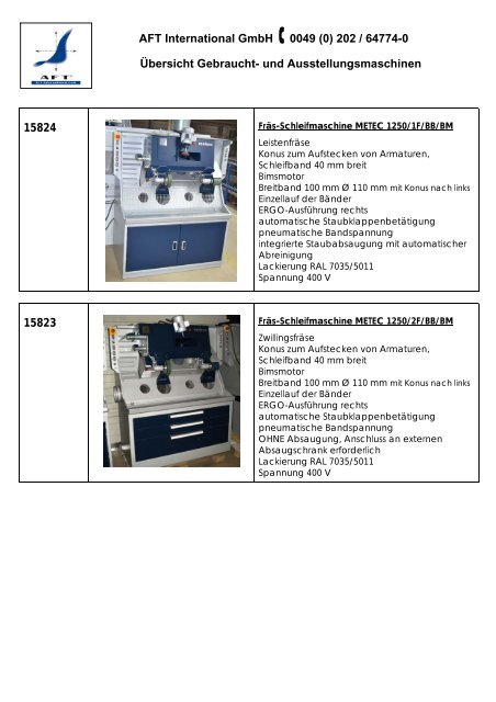 Gebrauchtmaschinen: - AFT International GmbH