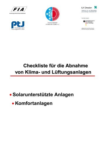 Checkliste für die Abnahme von Klima- und Lüftungsanlagen - FGK