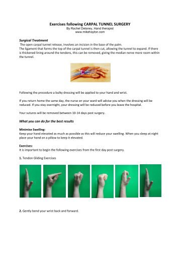 Exercises following CARPAL TUNNEL SURGERY - Mike Hayton