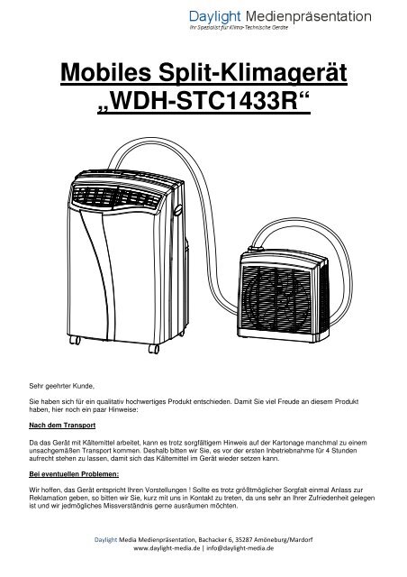 Split Klimagerät WDH-STC1433 - daylight-media.de