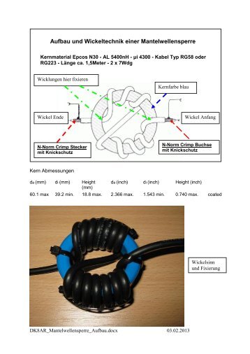 Aufbau und Wickeltechnik einer Mantelwellensperre