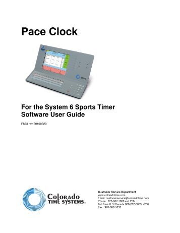 Pace Clock Manual - Colorado Time Systems
