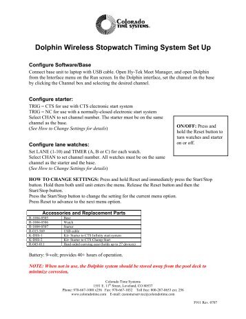 Dolphin Wireless Stopwatch Timing System Set Up - Colorado Time ...