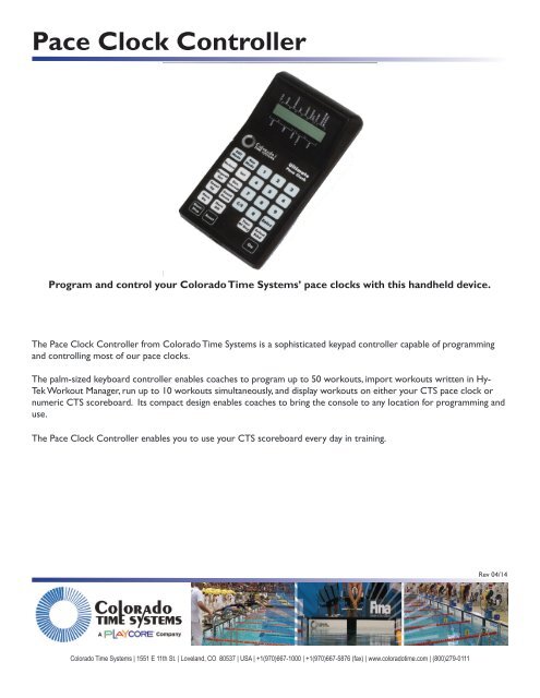 Pace Clock Controller Pdf Colorado Time Systems