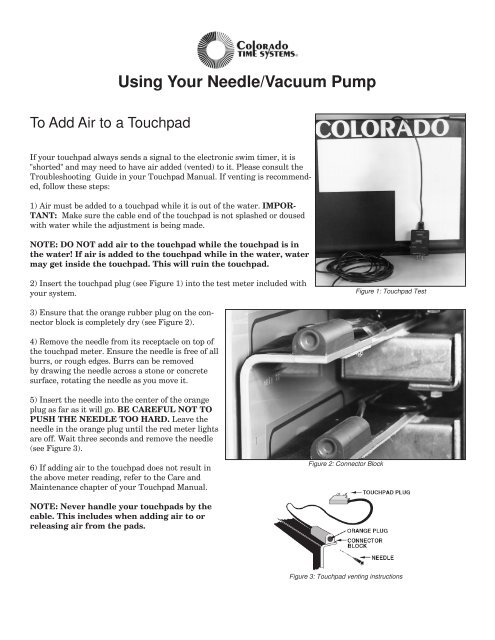 Using Your Vacuum Pump (VP-2) - Colorado Time Systems