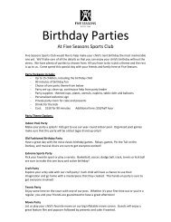Birthday Parties - Five Seasons Sports Club