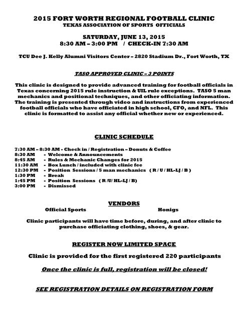 registration form - Fort Worth Football Officials Association