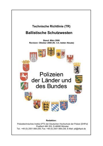 Technische Richtlinie (TR) Ballistische Schutzwesten