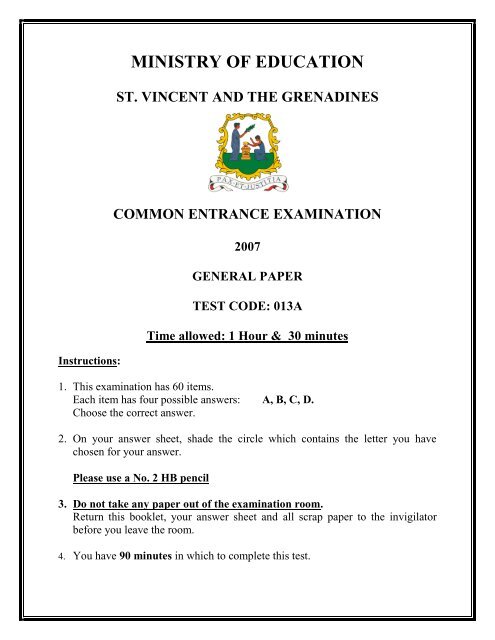 MINISTRY OF EDUCATION ST. VINCENT AND ... - VincyClassroom