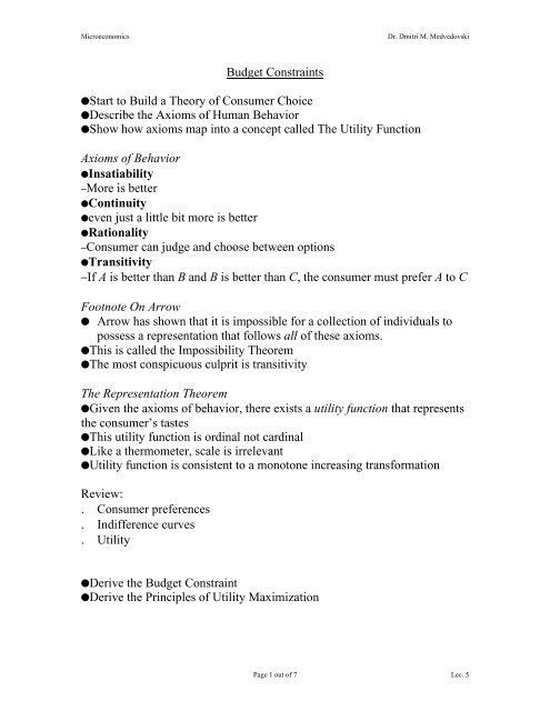 Budget Constraints qStart to Build a Theory of Consumer Choice ...