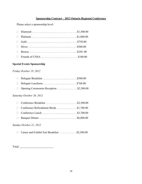 Sponsorship Package - The Canadian Nursing Students' Association