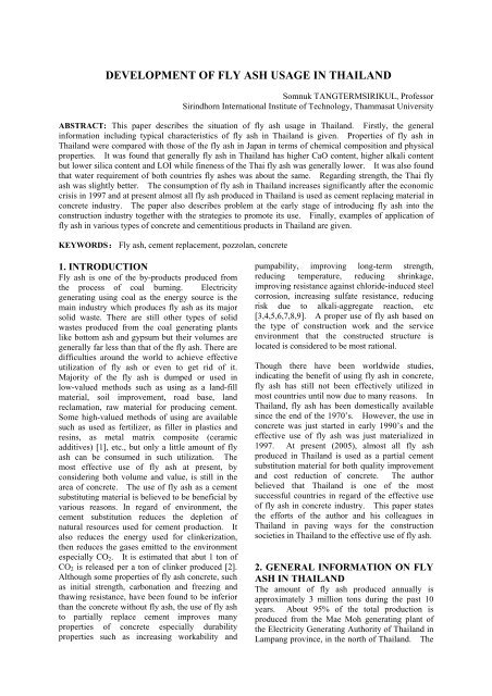 DEVELOPMENT OF FLY ASH USAGE IN THAILAND