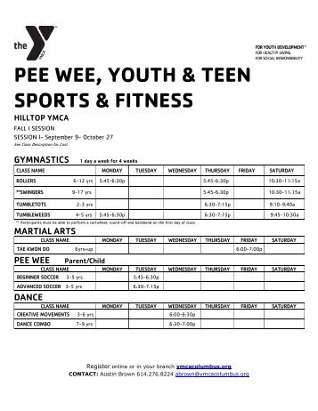 PEE WEE, YOUTH & TEEN SPORTS & FITNESS