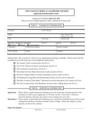 Application and Nomination Form - New College – University of ...