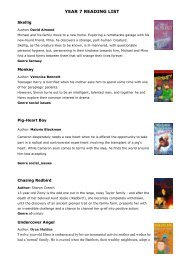 YEAR 7 READING LIST - Holmer Green Senior School