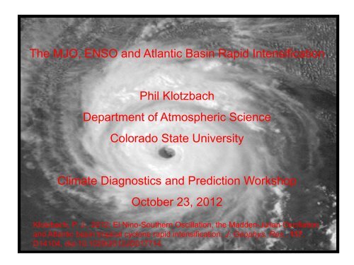 ENSO, the MJO and Atlantic Basin Rapid Intensification - Climate ...