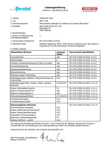 LeistungserklÃ¤rung - Glas Fandel