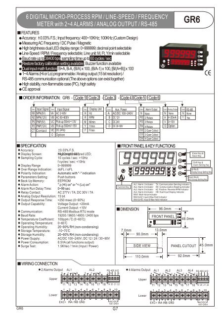6 DIGITAL MICRO-PROCESS RPM / LINE-SPEED / FREQUENCY ...