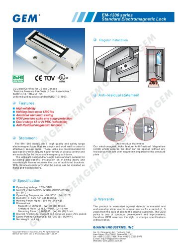 EM-1200 - GEM,Gianni Industries, Inc.