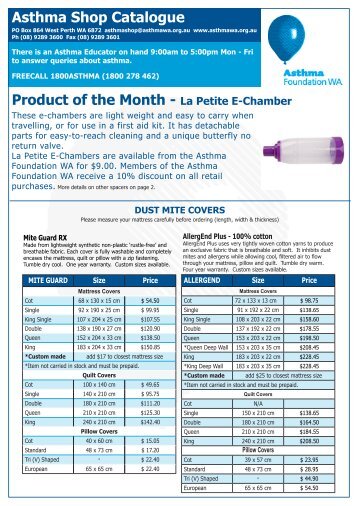 Product of the Month - La Petite E-Chamber Asthma Shop Catalogue