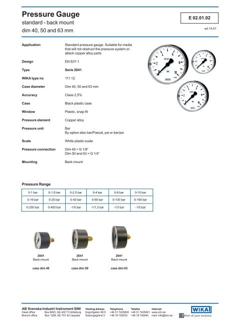 Pressure Gauge - sini.se