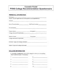 Counselor Packet PVHS College Recommendation Questionnaire