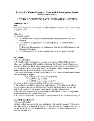 changing land use in a rural setting - Laois education Centre
