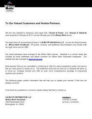 To Our Valued Customers and Vendor-Partners: - Wilson Mohr