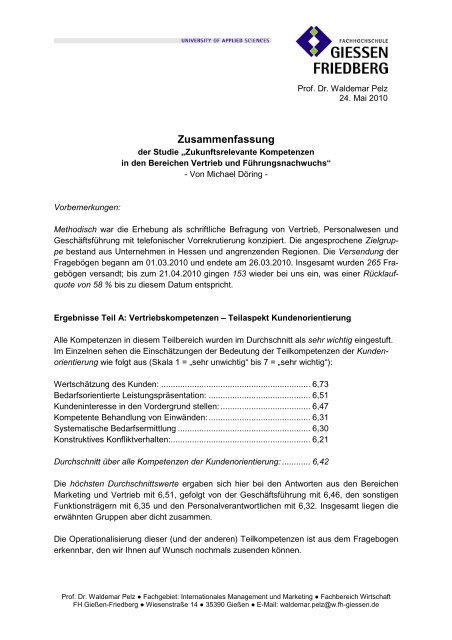 Zusammenfassung - von Prof. Dr. Waldemar Pelz