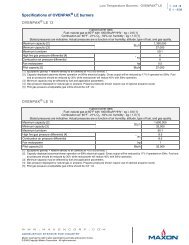 Ovenpak LE Burners Specifications - Wilson Mohr