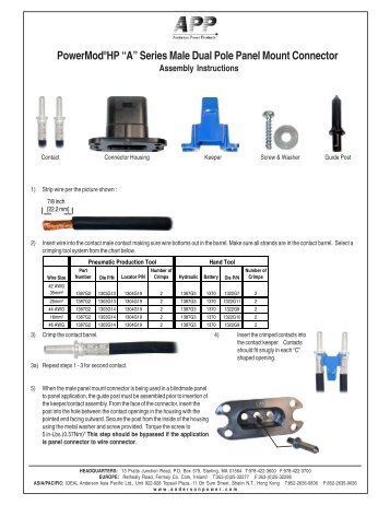 PowerModÂ®HP âAâ Series Male Dual Pole Panel Mount Connector