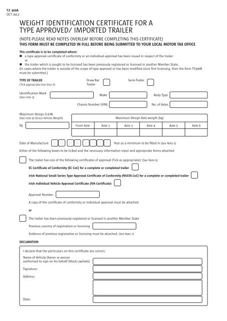 WEIGHT IDENTIFICATION CERTIFICATE FOR A TYPE APPROVED WEIGHT IDENTIFICATION CERTIFICATE FOR A TYPE APPROVED