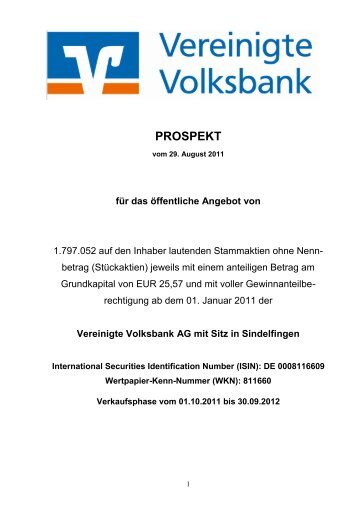 PROSPEKT - Vereinigte Volksbank AG