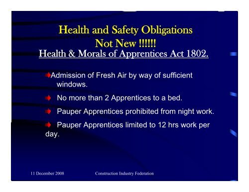 Health & Safety Presentation by Dermot Carey, CIF (PDF (1302 KB)).